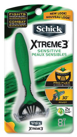 Schick Xtreme3 Sensitive Skin Razor with Aloe -  8 razors